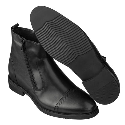 S28001 - 3.2 Inches Taller (Black) - Lightweight - Zipper Men's Boots