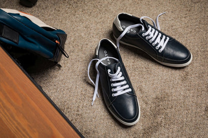 K0082 - 2.5 Inches Taller (Dark Blue/White) - Men's Sneakers