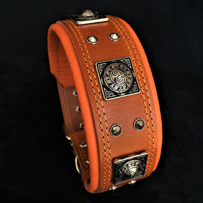 The "Eros" Dog Collar 2.5-inch Wide. Brown