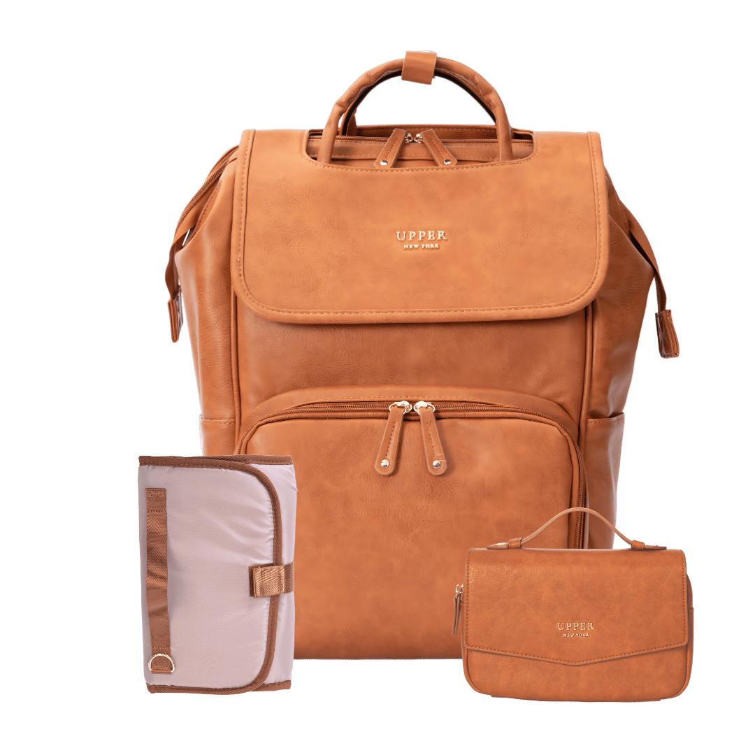 Leather Diaper Bag Backpack - La Madison™ II - Work & Play Commuter Backpack Gift Set (Limited Edition)