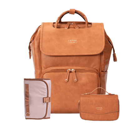 Leather Diaper Bag Backpack - La Madison™ II - Work & Play Commuter Backpack Gift Set (Limited Edition)