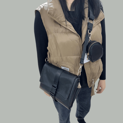 Leather Changing Bag - Everyday Changing Clutch (Black)