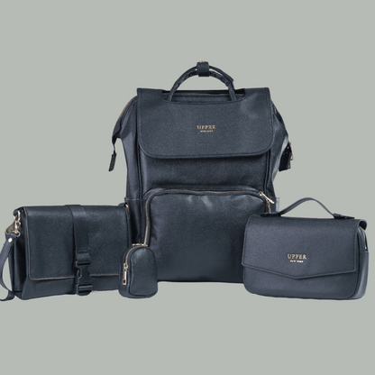 Leather Changing Bag - Everyday Changing Clutch (Black)