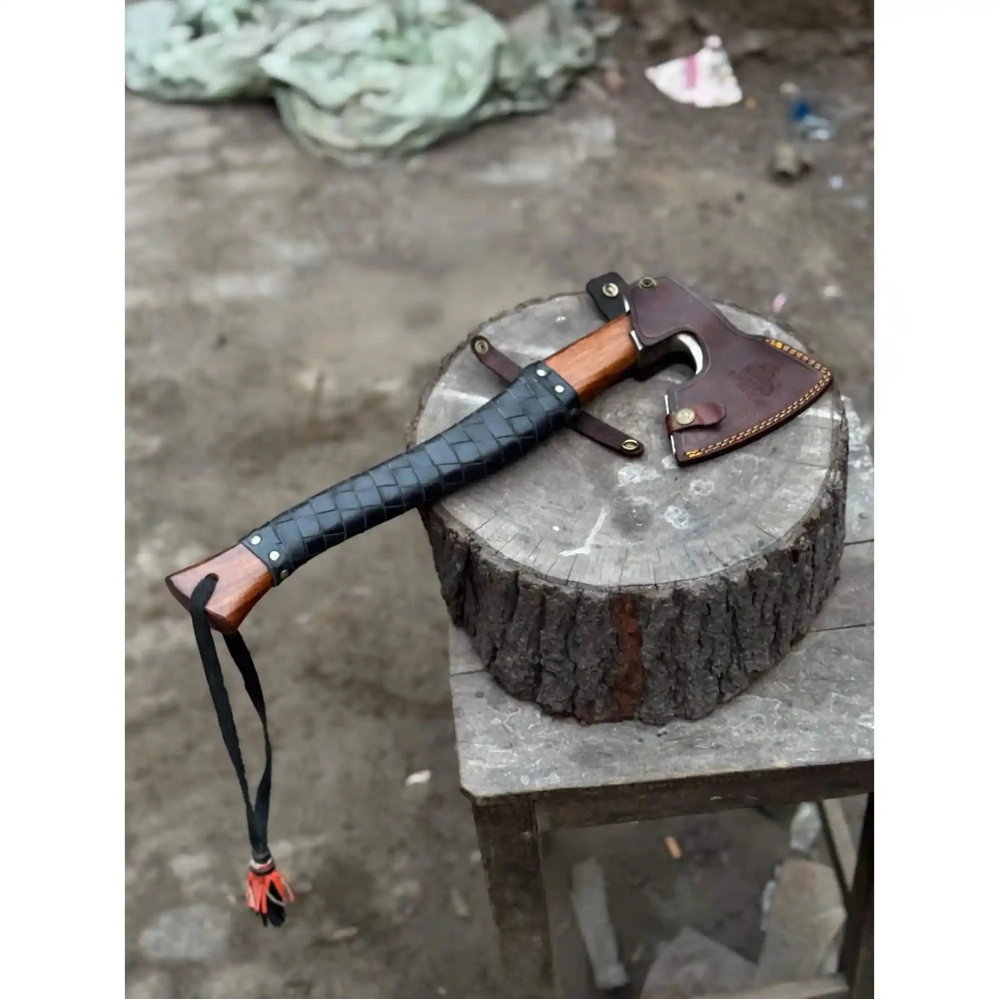 Viking Axe with Leather Wrapped Handle & Engraved Head – JW SteelCrafts