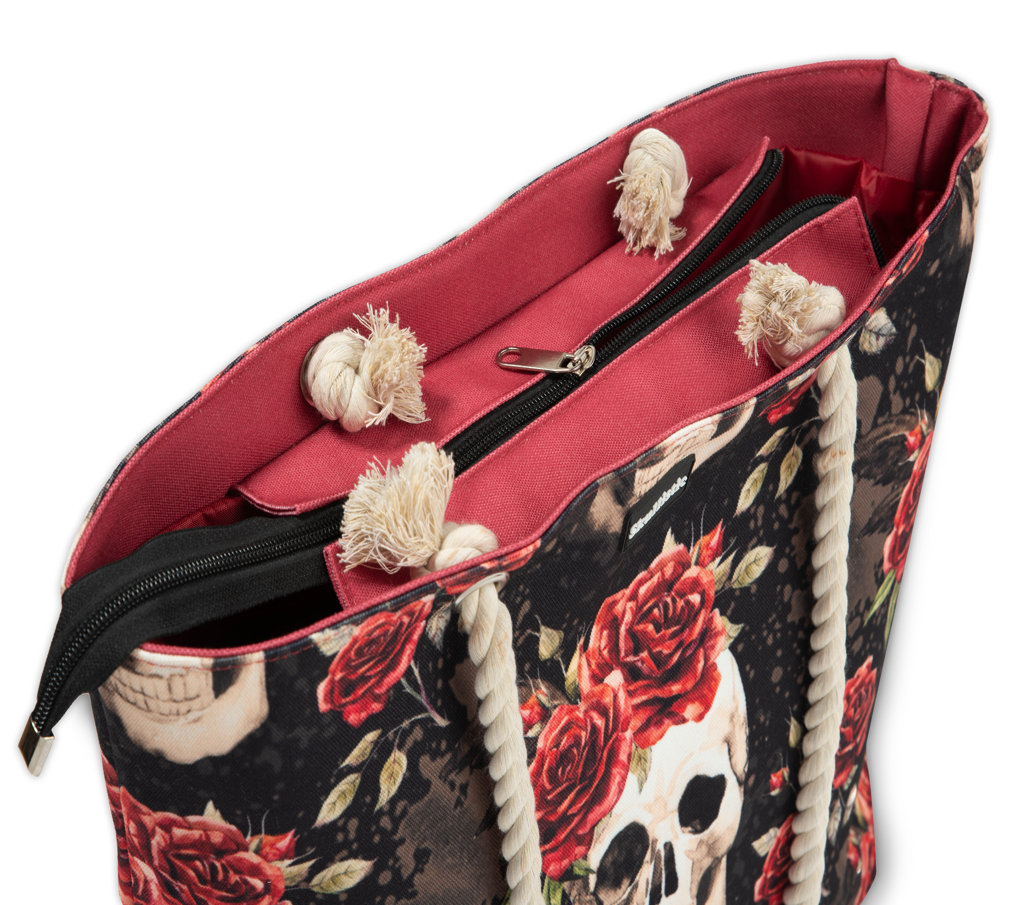 Vintage Flower Skull Shoulder Beach Bag