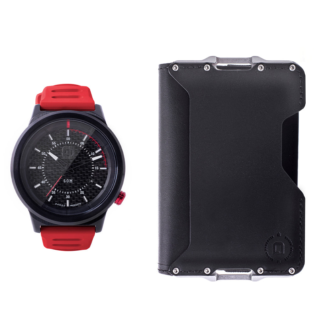 DANGO WATCH & WALLET BUNDLE - R-Spec Watch Red & D03 Jet Black