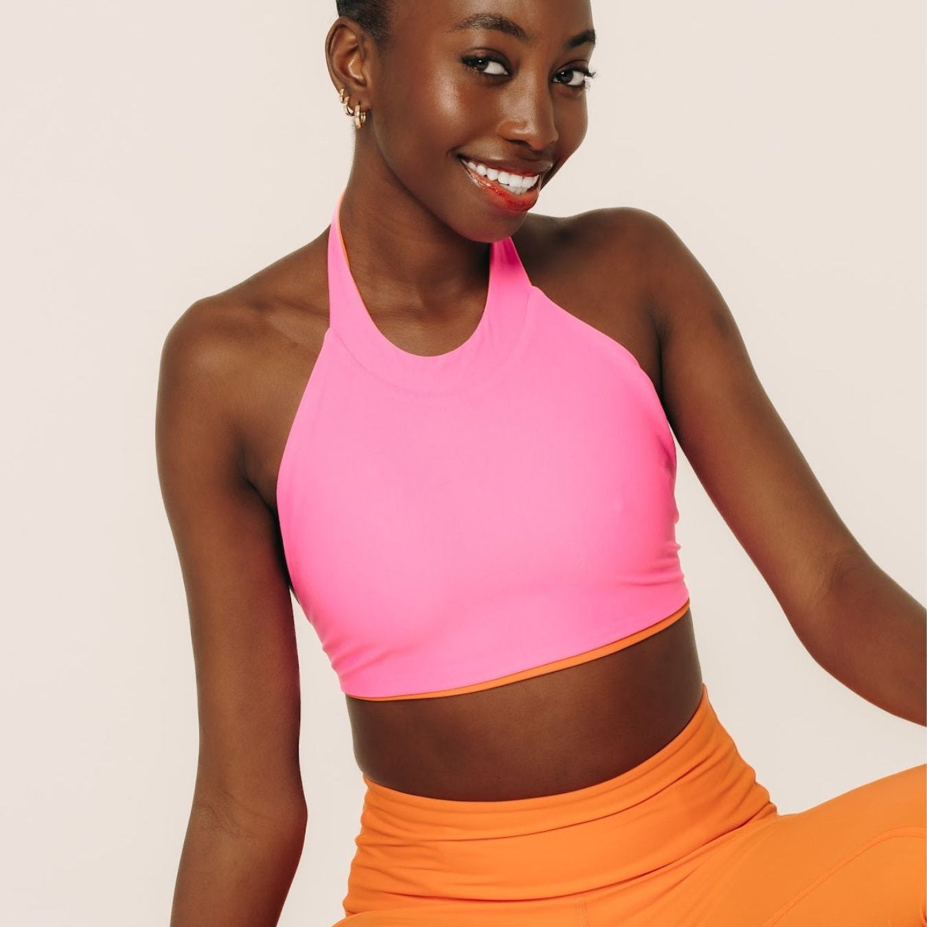 Women's Reversible Halter Top - Neon Pink