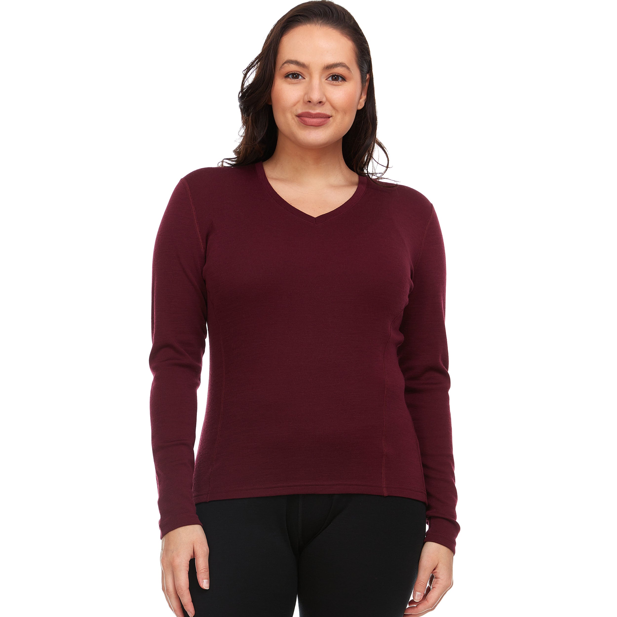 Women's Long Sleeve V-Neck 100% Merino Wool