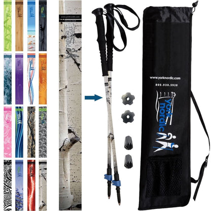 Official Casual Trek Hiking & Walking Poles - Hiking/Trekking Grip w-flip locks, detachable feet and travel bag - pair - For Heights up to 6’2”