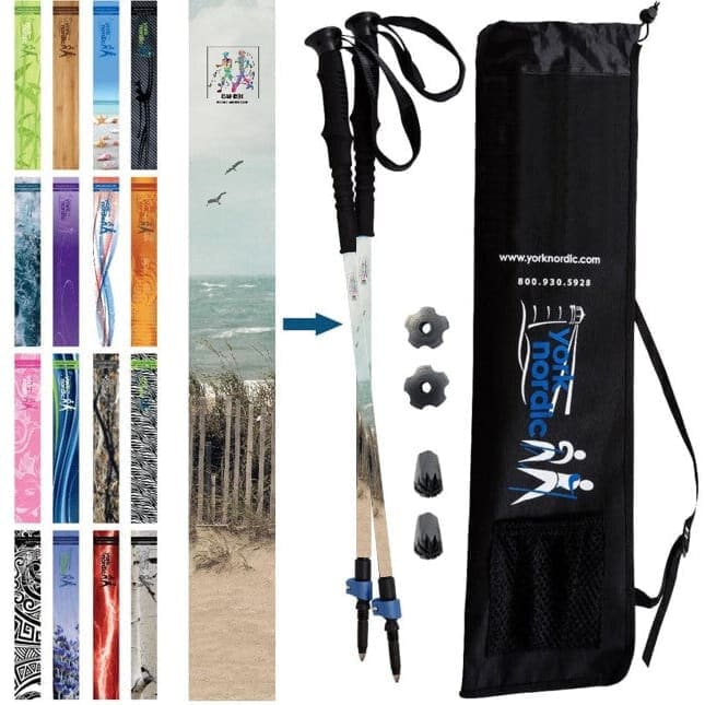Official Casual Trek Hiking & Walking Poles - Hiking/Trekking Grip w-flip locks, detachable feet and travel bag - pair - For Heights up to 6’2”