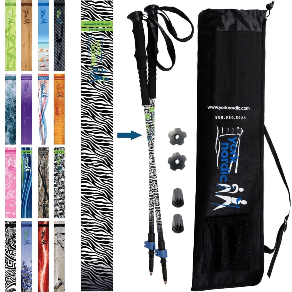 Official Casual Trek Hiking & Walking Poles - Hiking/Trekking Grip w-flip locks, detachable feet and travel bag - pair - For Heights up to 6’2”