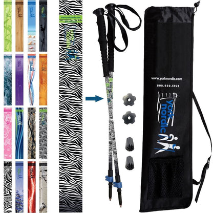 Official Casual Trek Hiking & Walking Poles - Hiking/Trekking Grip w-flip locks, detachable feet and travel bag - pair - For Heights up to 6’2”