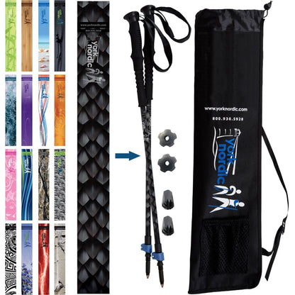 Official Casual Trek Hiking & Walking Poles - Hiking/Trekking Grip w-flip locks, detachable feet and travel bag - pair - For Heights up to 6’2”
