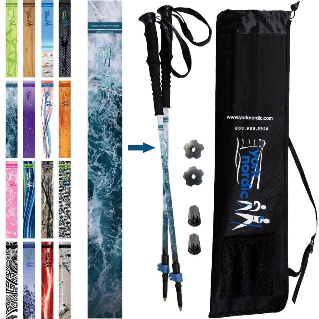 Official Casual Trek Hiking & Walking Poles - Hiking/Trekking Grip w-flip locks, detachable feet and travel bag - pair - For Heights up to 6’2”