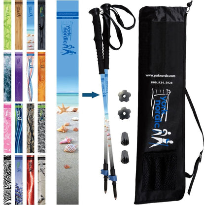 Official Casual Trek Hiking & Walking Poles - Hiking/Trekking Grip w-flip locks, detachable feet and travel bag - pair - For Heights up to 6’2”