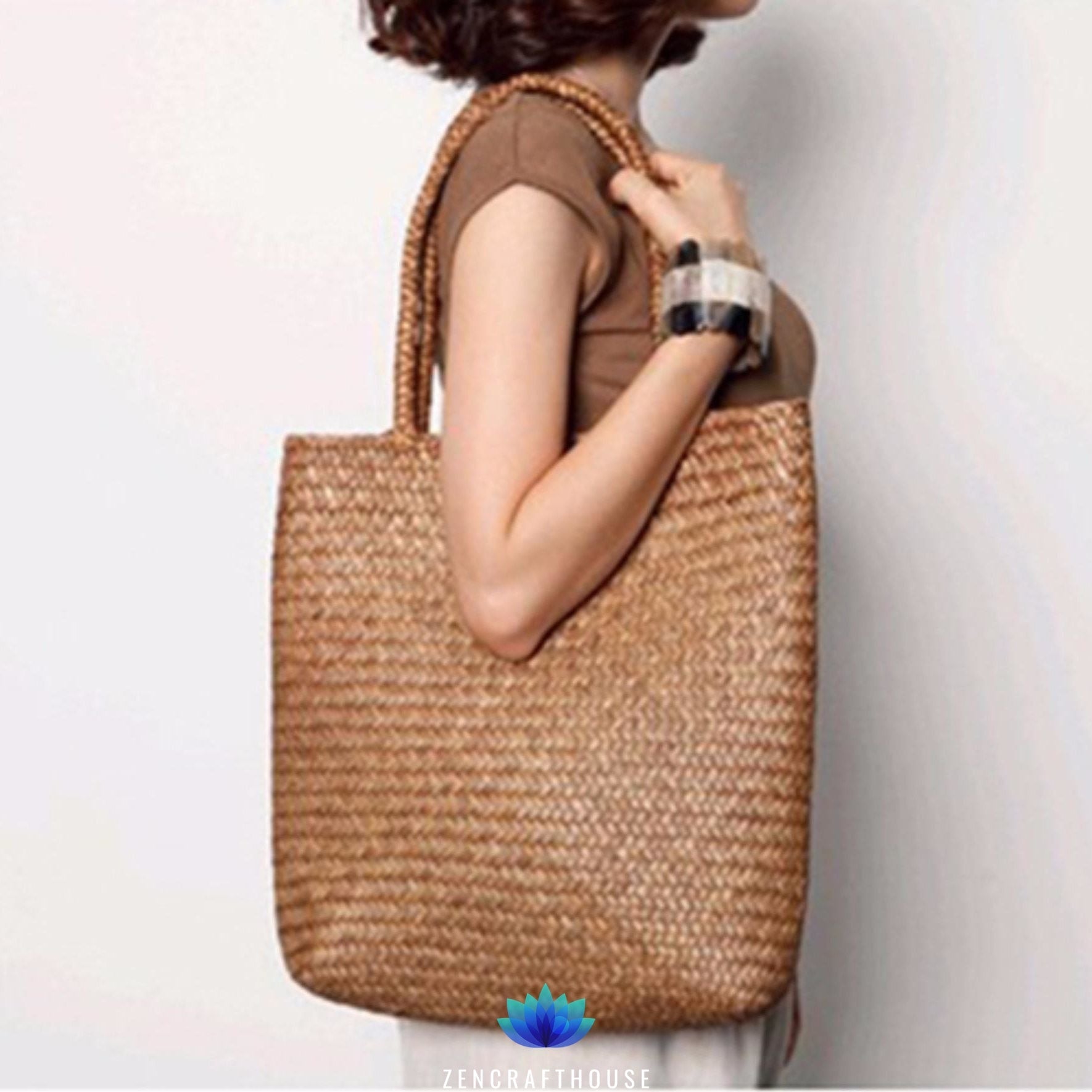 Handmade Rattan Storage Bags with Button