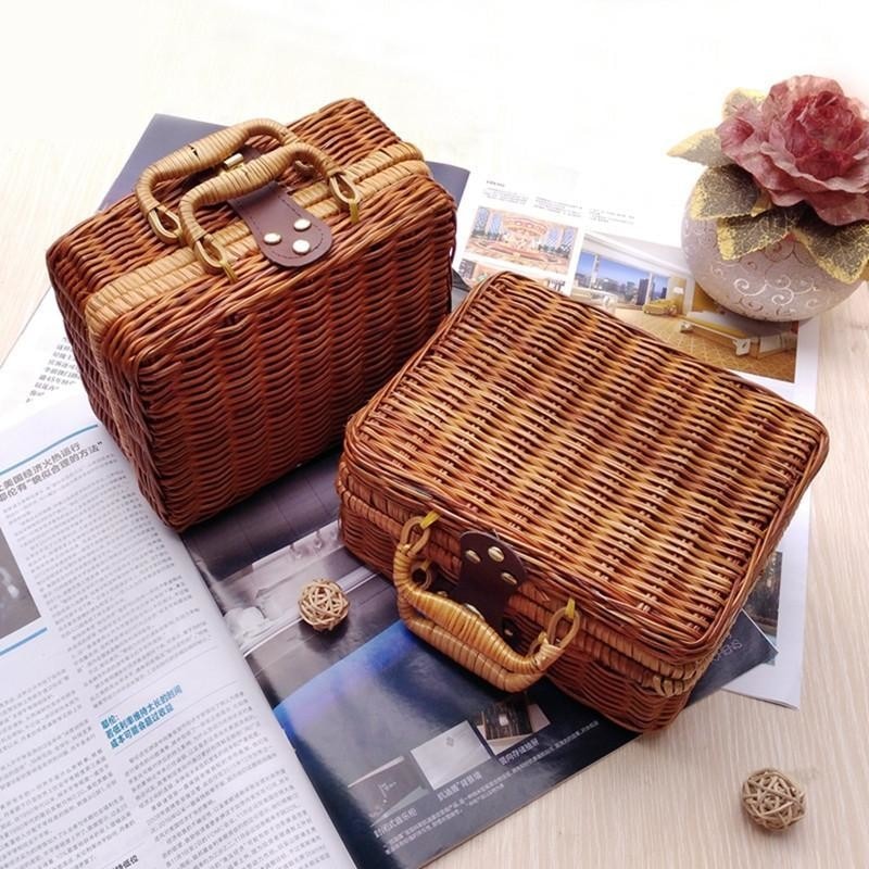 Vintage Handmade Wicker Picnic Basket