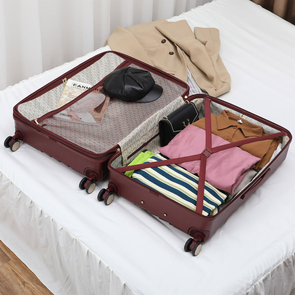 clothing packed in travel luggage by badgley mischka