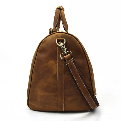 Cowhide One-Shoulder Messenger Duffel Bag