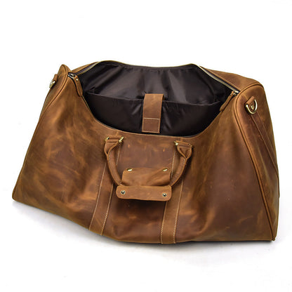 Cowhide One-Shoulder Messenger Duffel Bag