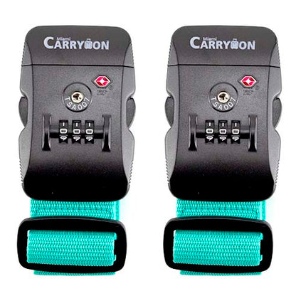 TSA Combination Lock Luggage Strap [VALUE SET] - Cyan / Two Pack - Travellty