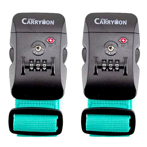 TSA Combination Lock Luggage Strap [VALUE SET] - Cyan / Two Pack - Travellty