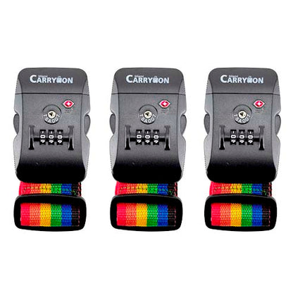 TSA Combination Lock Luggage Strap [VALUE SET] - Rainbow / Three Pack - Travellty