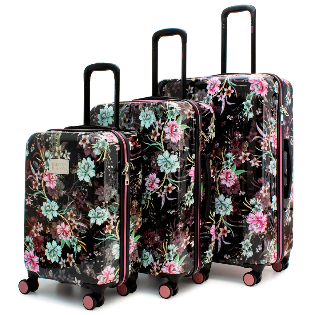 floral print suitcase 3 piece set by badgley mischka