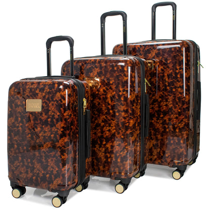 tortoise pattern luggage 3 piece set by badgley mischka 