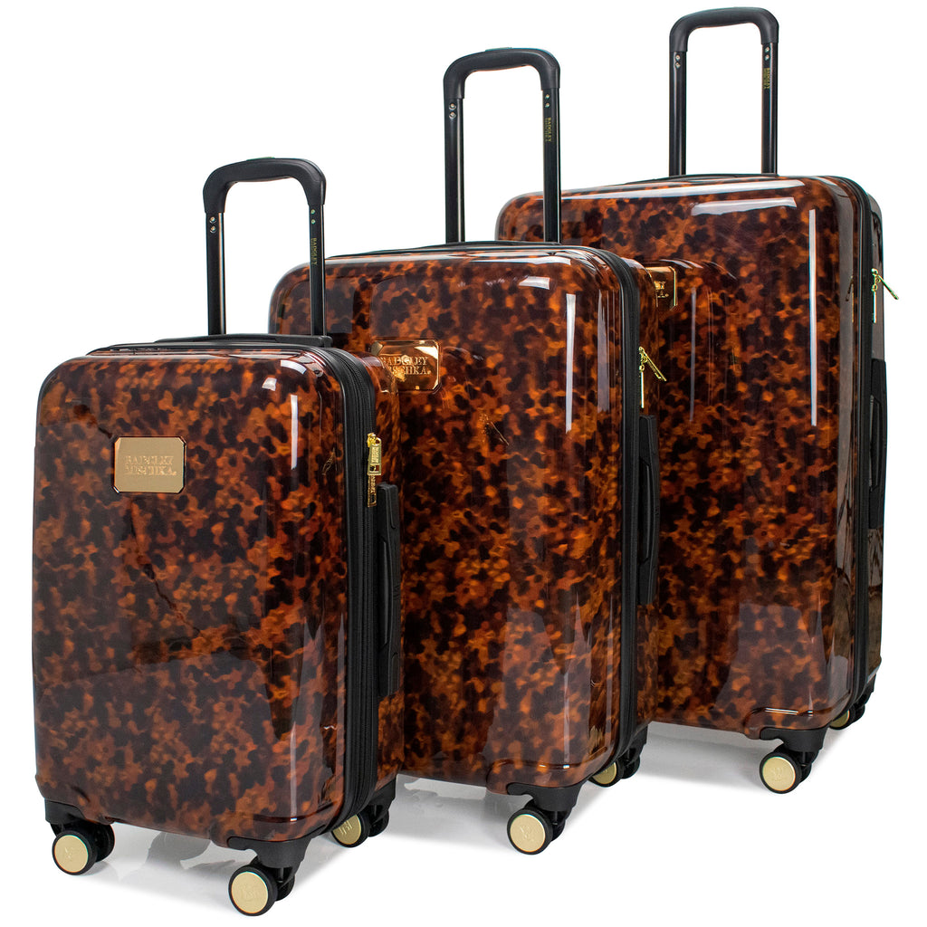 tortoise pattern luggage 3 piece set by badgley mischka 