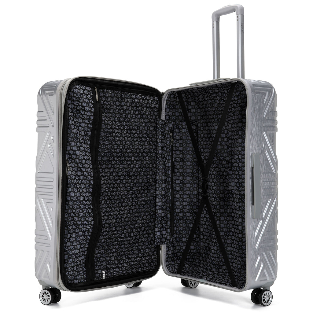 silver luggage with badgley mischka lining 