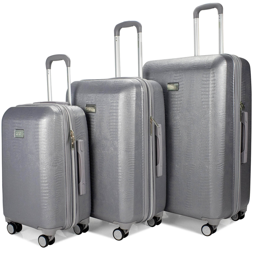 silver snakeskin pattern luggage