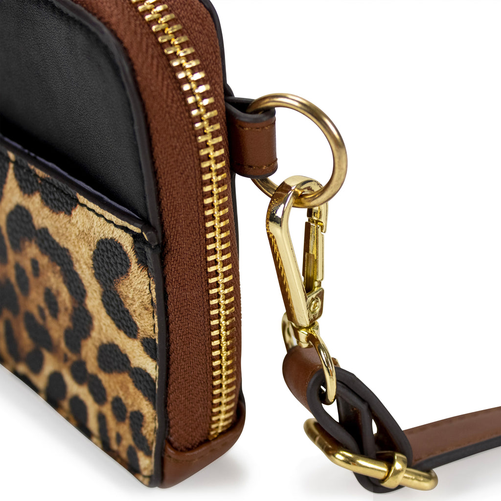 leopard print belt bag purse for women with shoulder strap