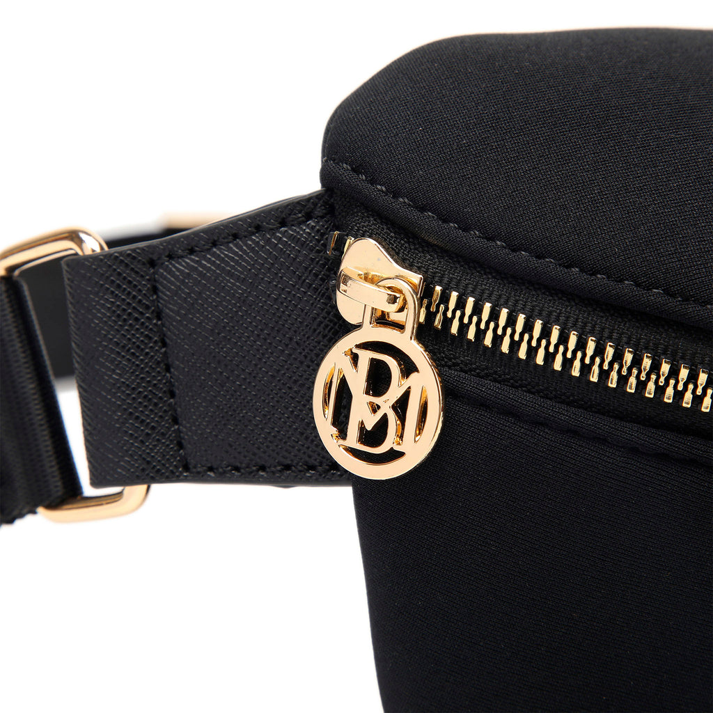 black badgley mischka belt bag made of neoprene