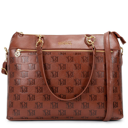 Badgley Mischka bag with monogram print brown vegan leather