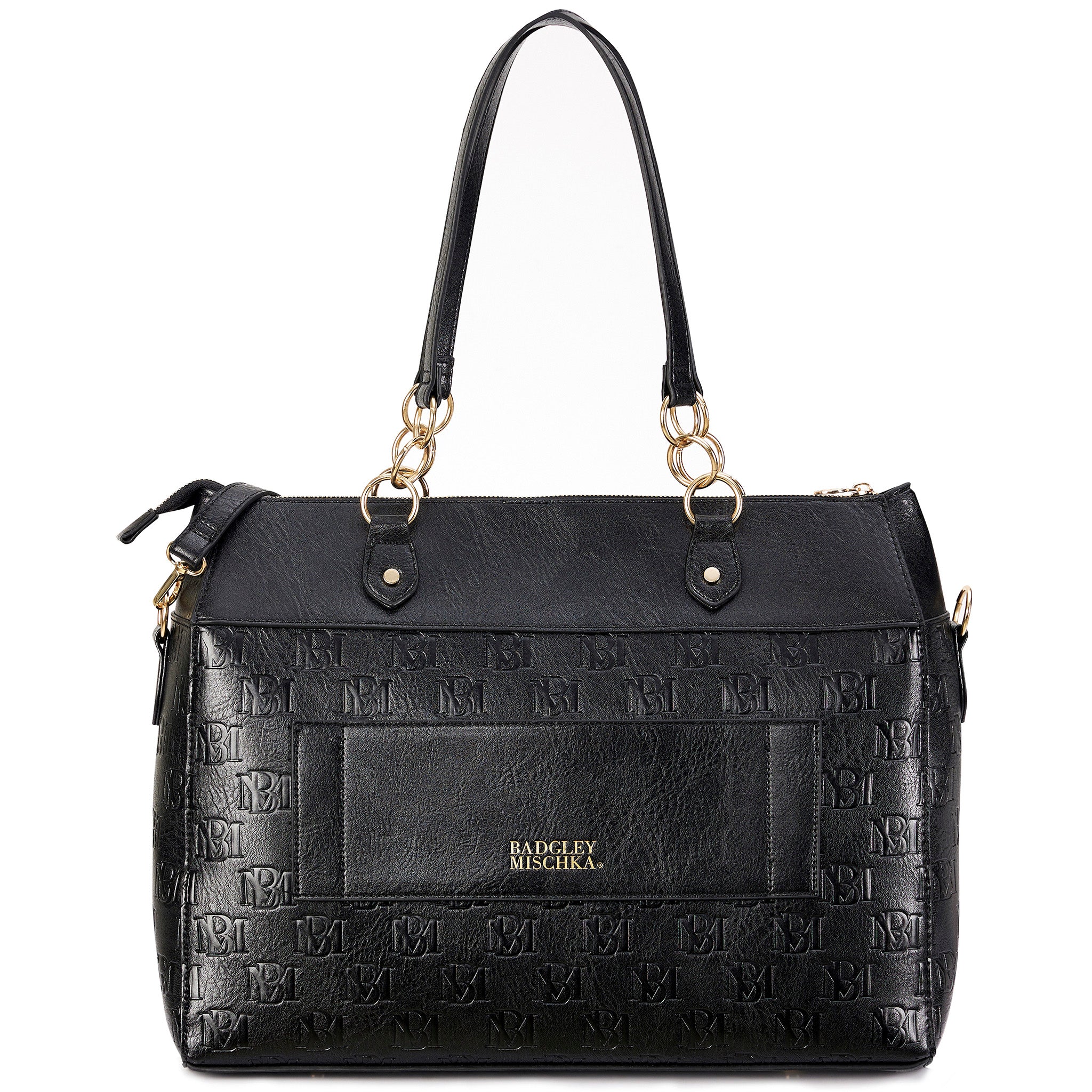 black vegan leather badgley mischka weekender bag