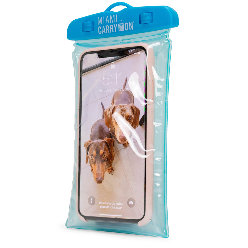 Blue Floating Waterproof Phone Case Angle