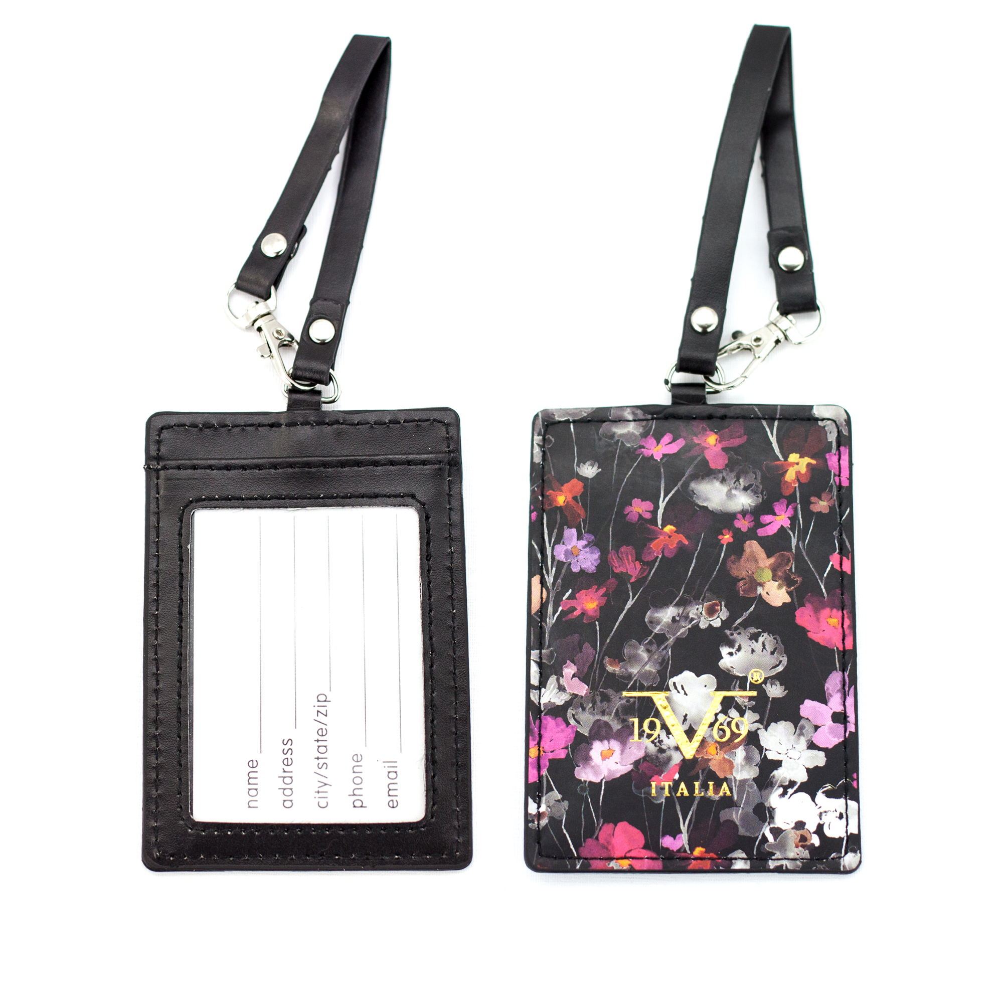 Runway Vegan Leather Luggage Tags Set - Watercolor Flowers - Travellty