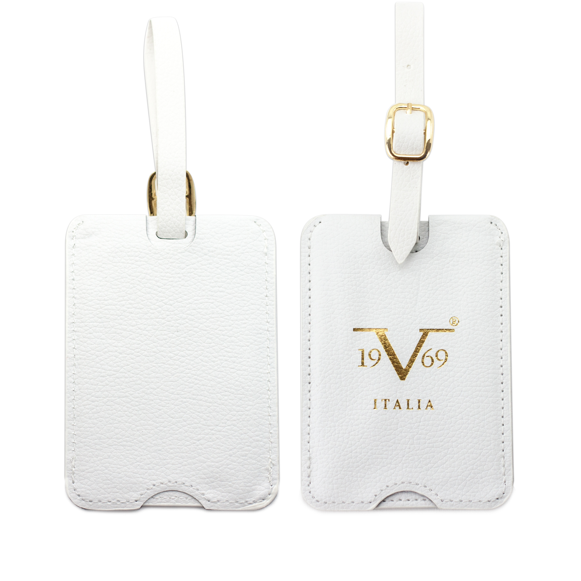 19V69 Italia white vegan leather luggage tag