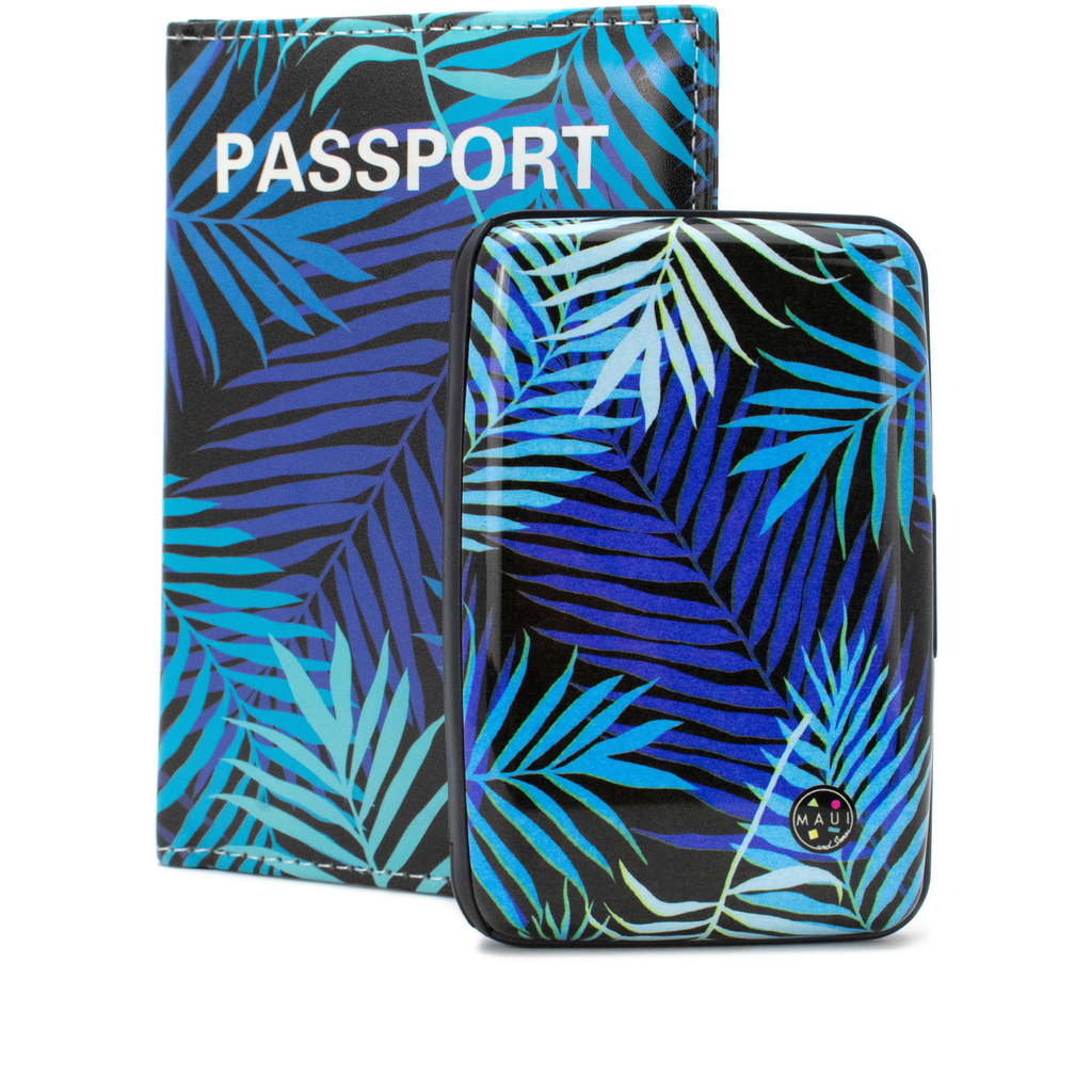 RFID Wallet & Passport Cover Set - Shades of Blue - Travellty