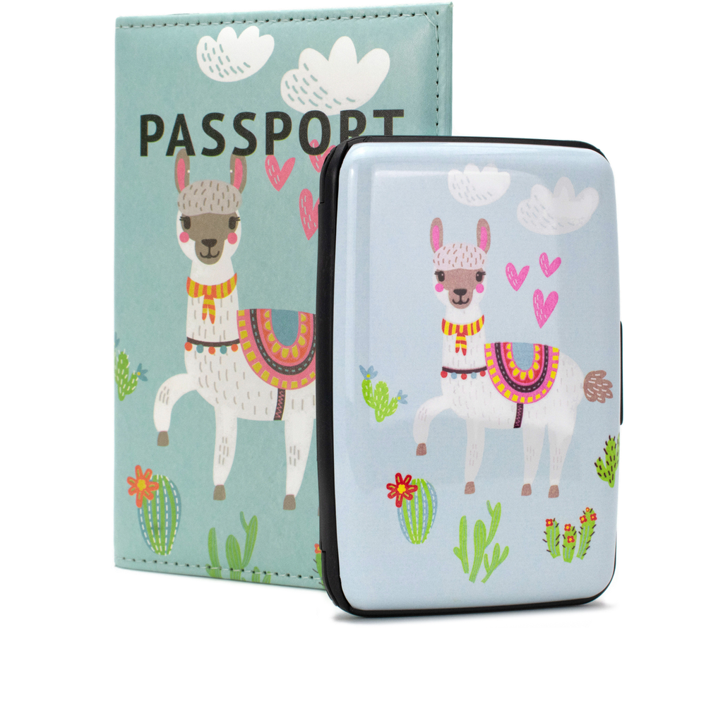 RFID Wallet & Passport Cover Set - Llama Love - Travellty