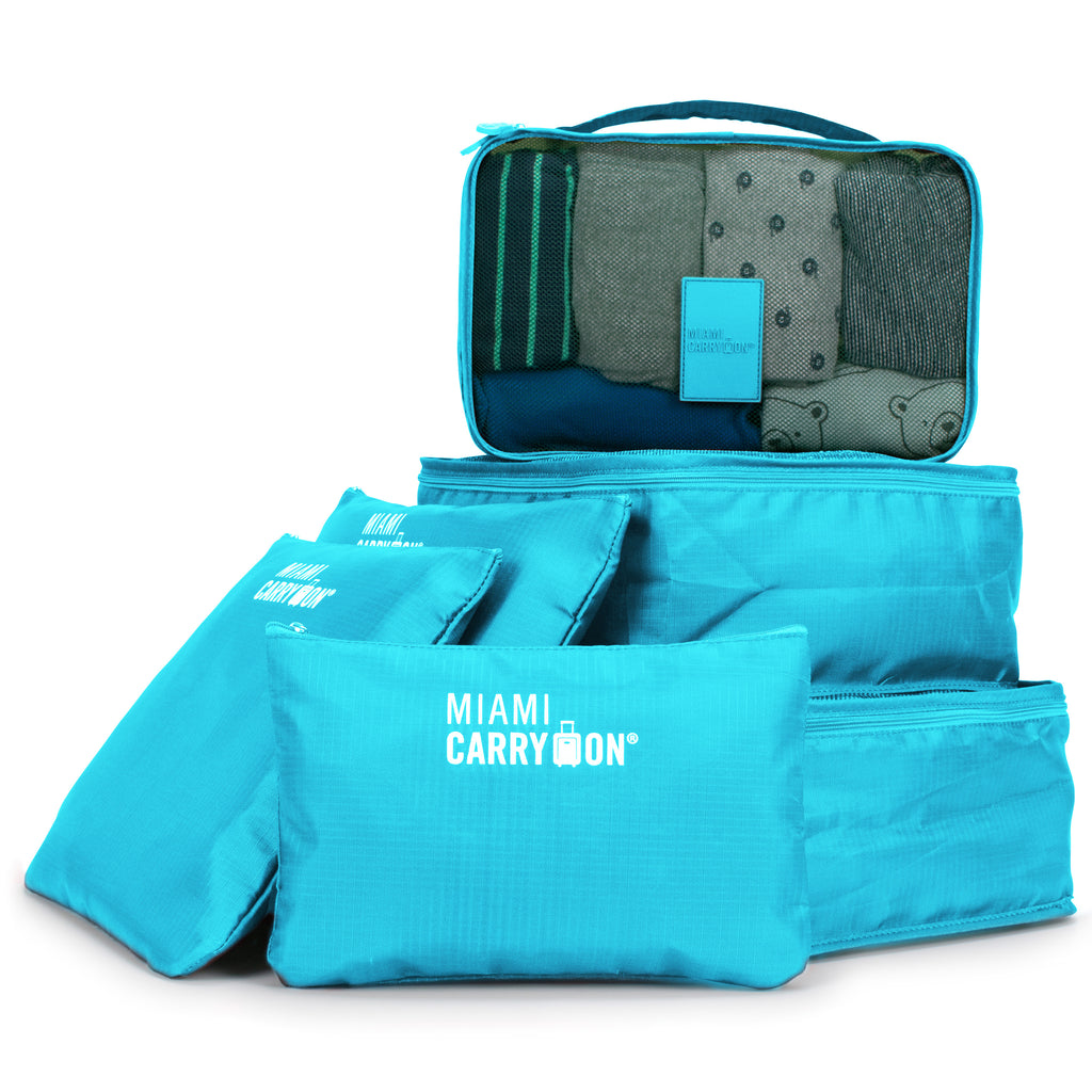 bright blue packing cubes by miami carry on