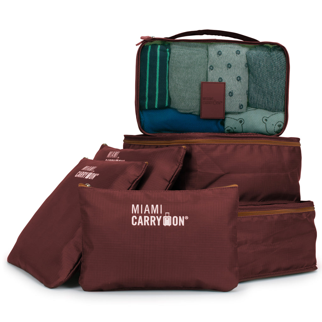 dark red packing cubes by miami carry on