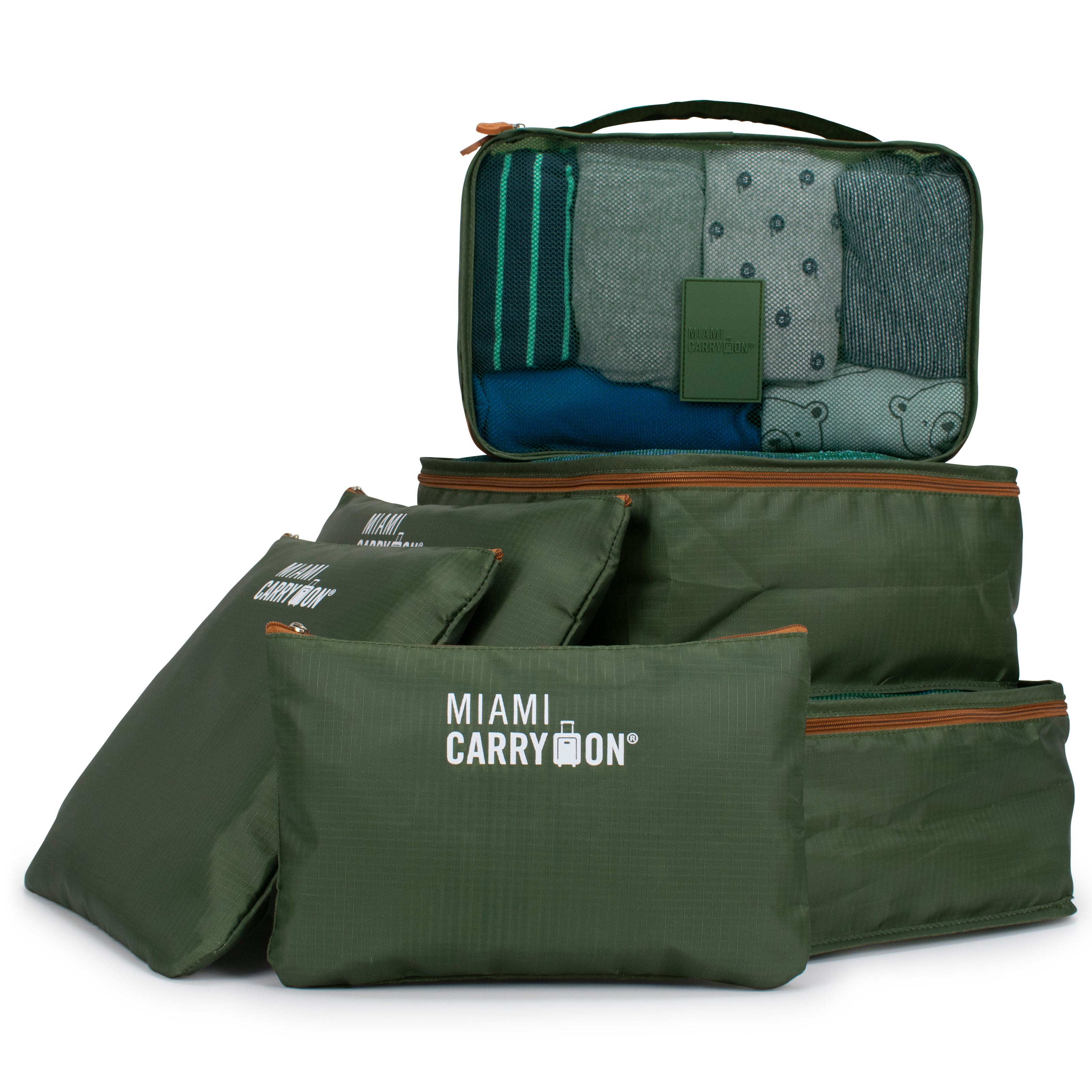 dark green packing cubes 6 piece set