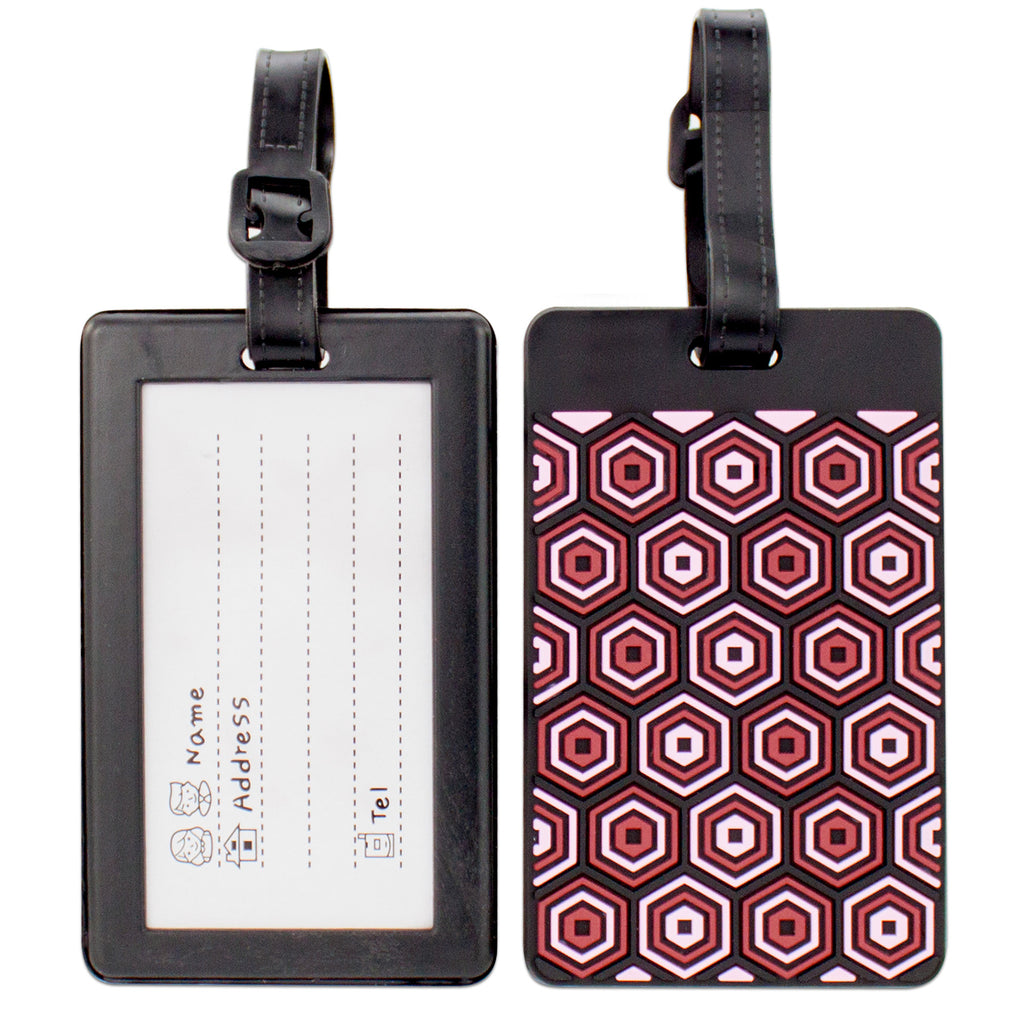 Colorful Collection Luggage Tags Set of 2 - Red Hexagons