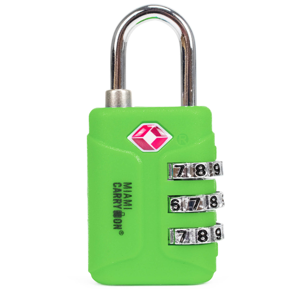 green padlock TSA approved for luggage Miami Carry On