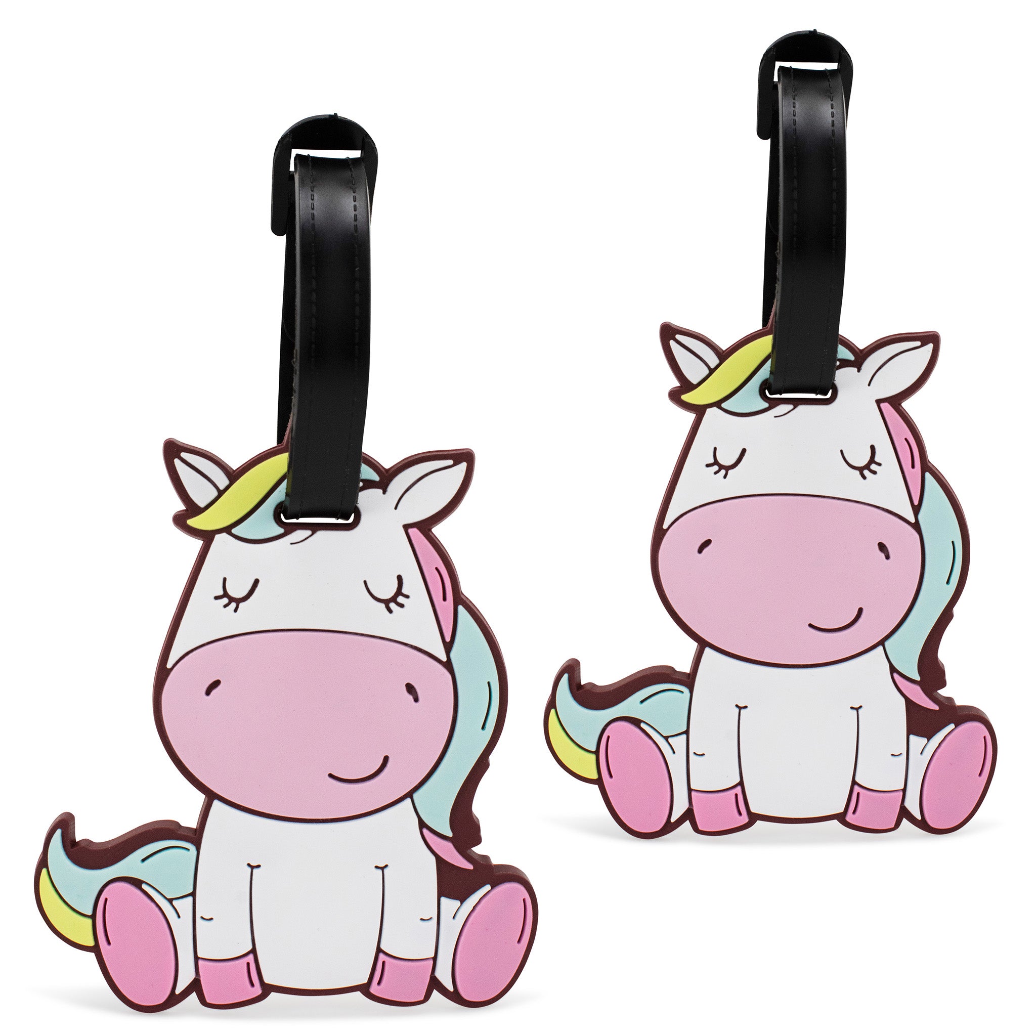 sitting colorful pony luggage tag