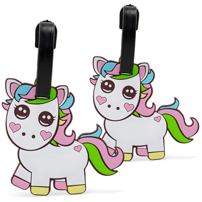 colorful pony luggage tag set