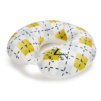 Slumber Memory Foam Neck Pillow - White Argyle - Travellty